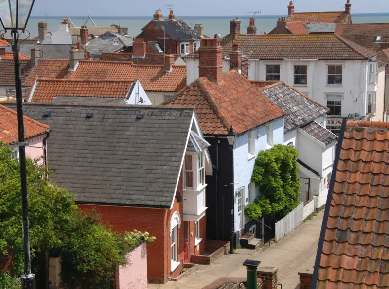 View of rooftops from Aldeburgh Twin bedroom, The Brudenell Hotel, Aldeburgh