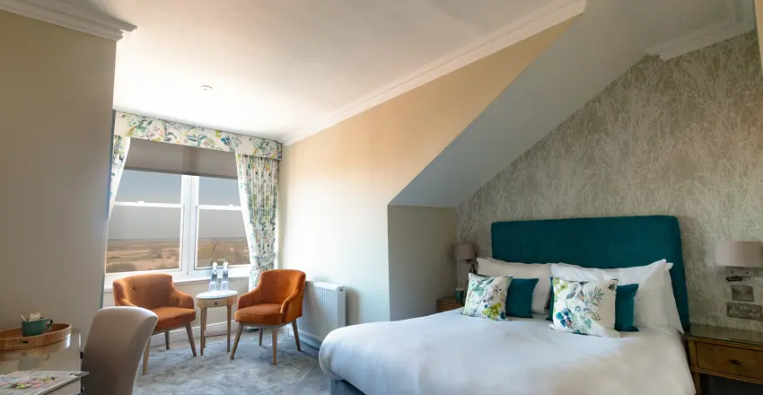 Detail of chair in Aldeburgh Double bedroom at The Brudenell Hotel in Aldeburgh