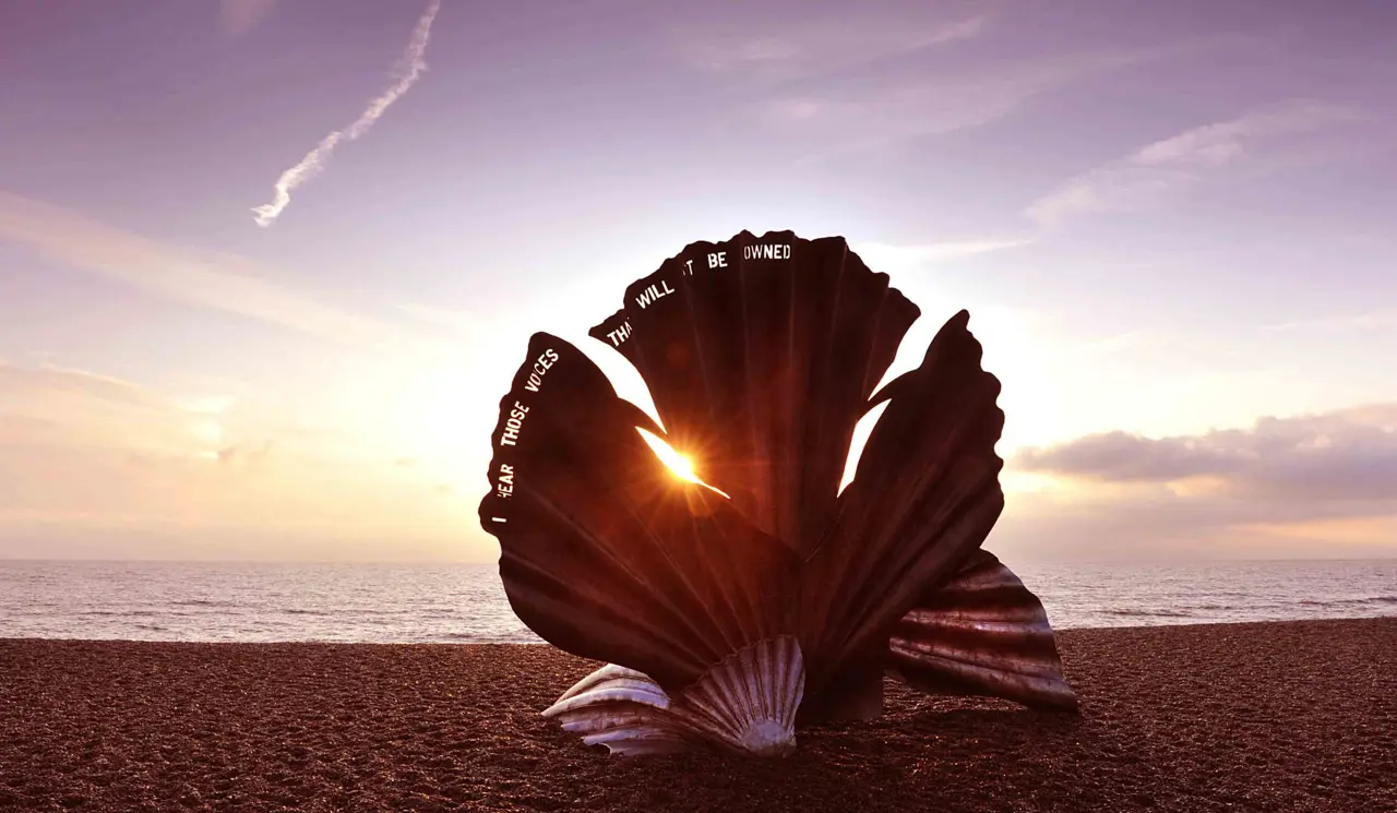 Maggi Hambling's The Scallop Sculpture on Aldeburgh beach
