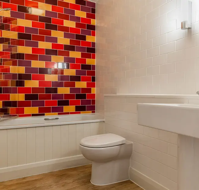 Bathroom with bath and sink in Aldeburgh Double bedroom at The Brudenell Hotel, Aldeburgh - room 214