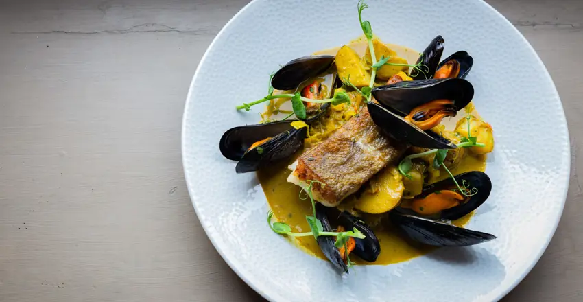 The Brudenell Hotel in Aldeburgh - seafood & grill restaurant, Feta and Red Pepper Tapas dish