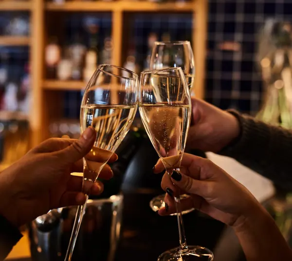 Toasting champagne glasses